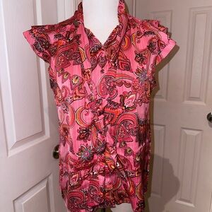 Pink Paisley Ruffle Blouse